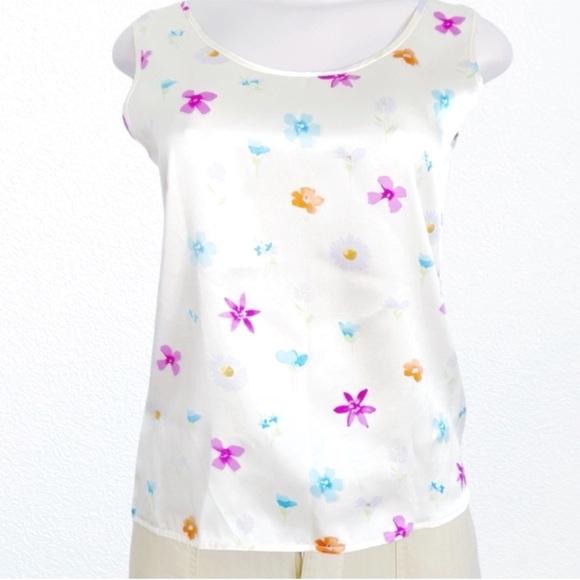 Vintage Artsy 90s Y2K Butterfly Print 100% Silk 2 piece Silk Blouse Set SZ 4 - Picture 10 of 13